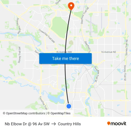 Nb Elbow Dr @ 96 Av SW to Country Hills map