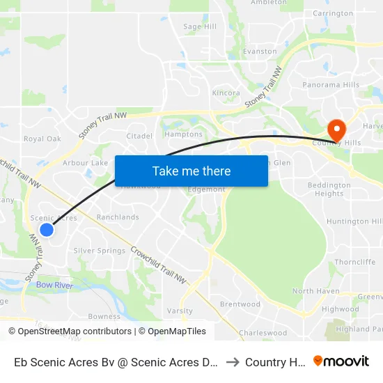 Eb Scenic Acres Bv @ Scenic Acres Dr NW to Country Hills map