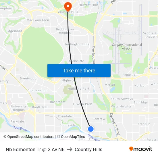 Nb Edmonton Tr @ 2 Av NE to Country Hills map