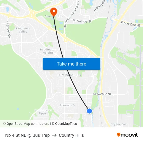 Nb 4 St NE @ Bus Trap to Country Hills map