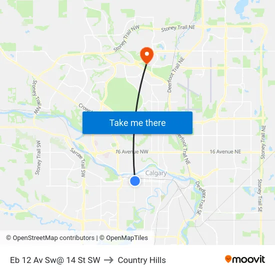 Eb 12 Av Sw@ 14 St SW to Country Hills map