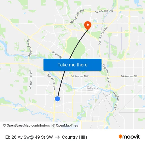 Eb 26 Av Sw@ 49 St SW to Country Hills map