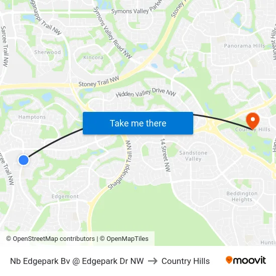 Nb Edgepark Bv @ Edgepark Dr NW to Country Hills map