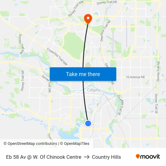 Eb 58 Av @ W. Of Chinook Centre to Country Hills map