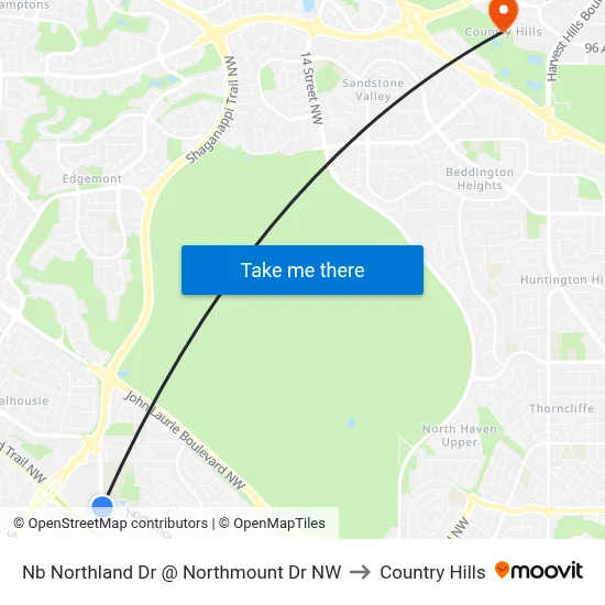 Nb Northland Dr @ Northmount Dr NW to Country Hills map