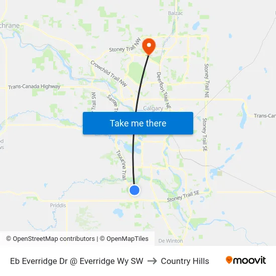 Eb Everridge Dr @ Everridge Wy SW to Country Hills map