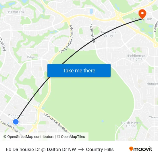 Eb Dalhousie Dr @ Dalton Dr NW to Country Hills map
