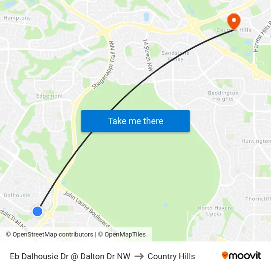 Eb Dalhousie Dr @ Dalton Dr NW to Country Hills map