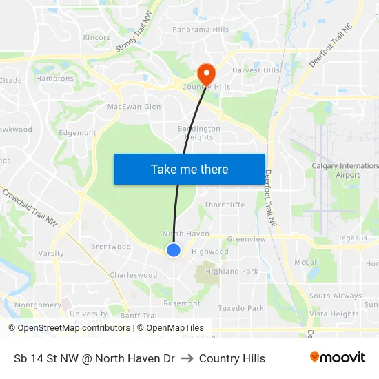 Sb 14 St NW @ North Haven Dr to Country Hills map