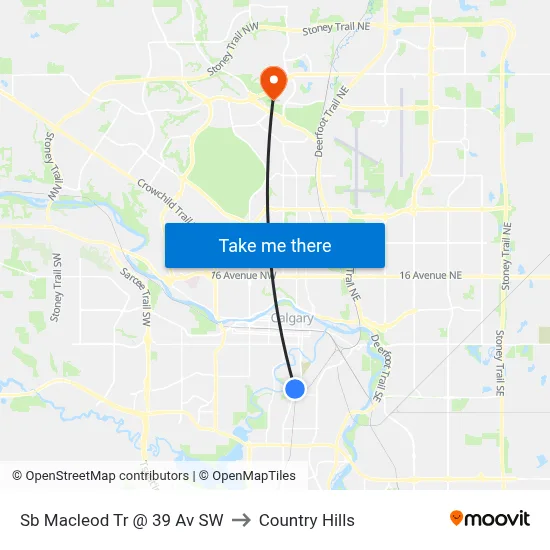 Sb Macleod Tr @ 39 Av SW to Country Hills map