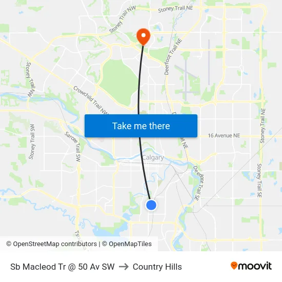 Sb Macleod Tr @ 50 Av SW to Country Hills map