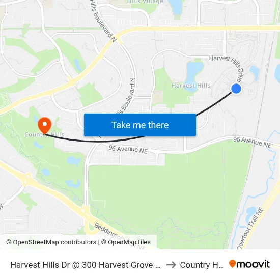 Harvest Hills Dr @ 300 Harvest Grove Pl NE to Country Hills map