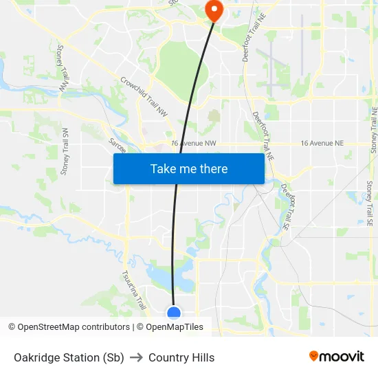 Oakridge Station (Sb) to Country Hills map
