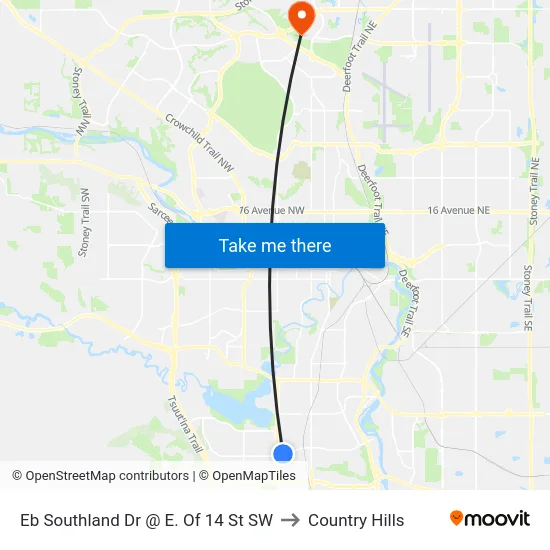 Eb Southland Dr @ E. Of 14 St SW to Country Hills map