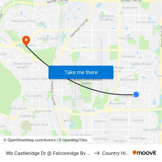Wb Castleridge Dr @ Falconridge Bv NE to Country Hills map