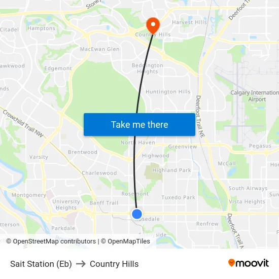 Sait Station (Eb) to Country Hills map