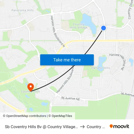 Sb Coventry Hills Bv @ Country Village Ld NE to Country Hills map
