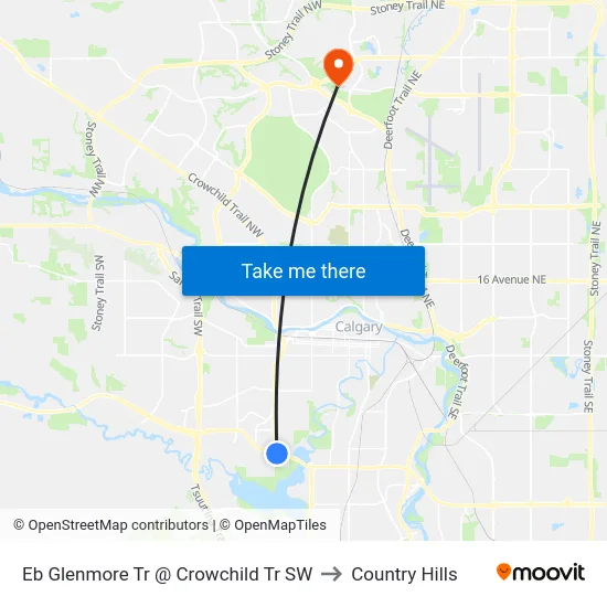 Eb Glenmore Tr @ Crowchild Tr SW to Country Hills map