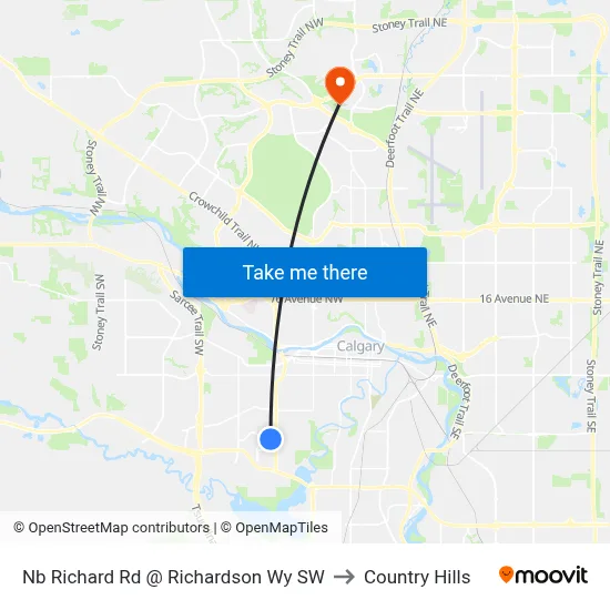 Nb Richard Rd @ Richardson Wy SW to Country Hills map