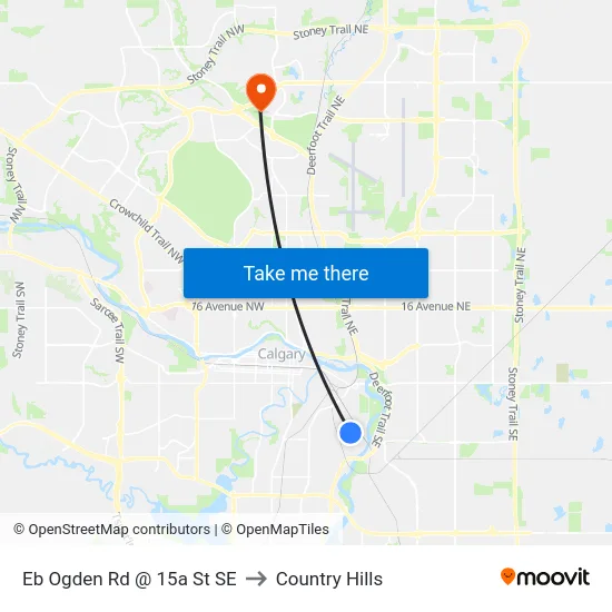 Eb Ogden Rd @ 15a St SE to Country Hills map