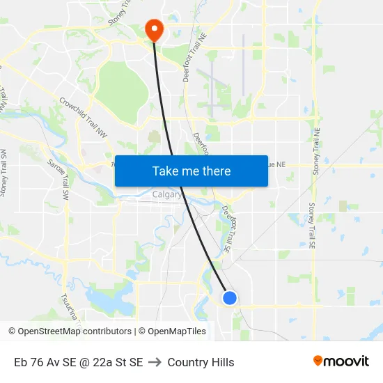 Eb 76 Av SE @ 22a St SE to Country Hills map