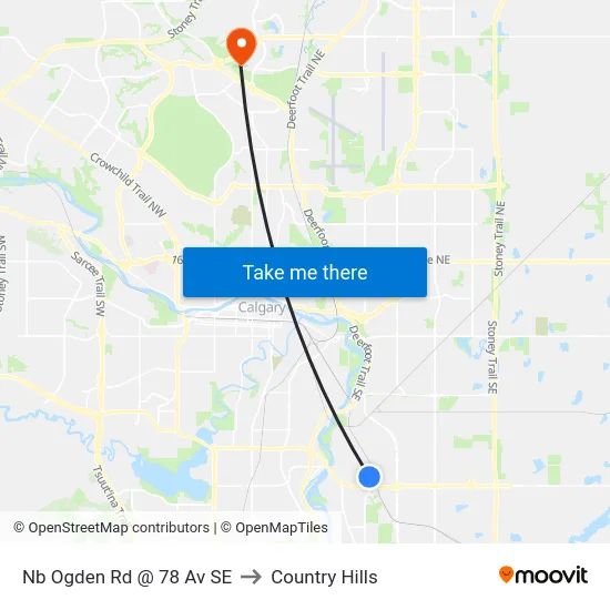 Nb Ogden Rd @ 78 Av SE to Country Hills map