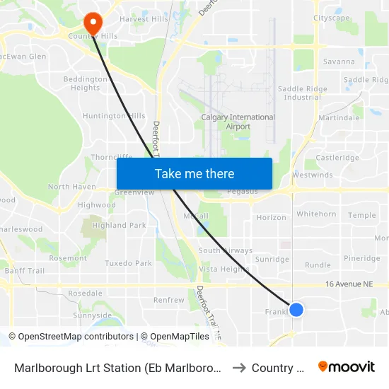 Marlborough Lrt Station (Eb Marlborough Dr) to Country Hills map