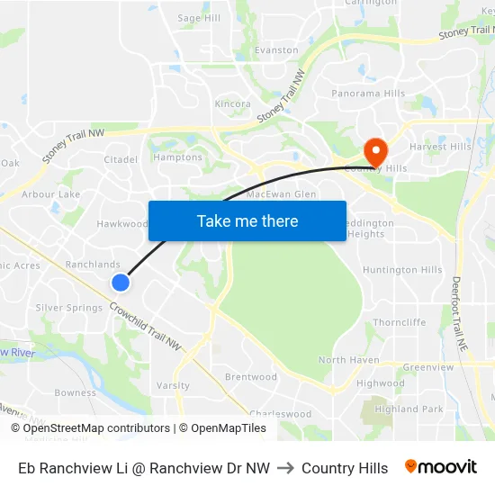 Eb Ranchview Li @ Ranchview Dr NW to Country Hills map