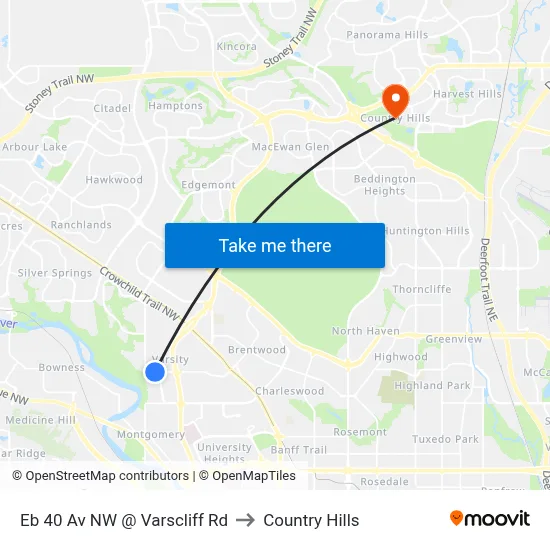 Eb 40 Av NW @ Varscliff Rd to Country Hills map