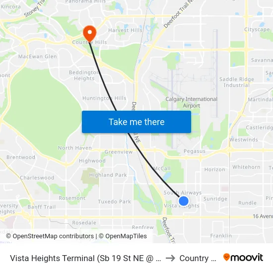 Vista Heights Terminal (Sb 19 St NE @ 24 Av Ne) to Country Hills map