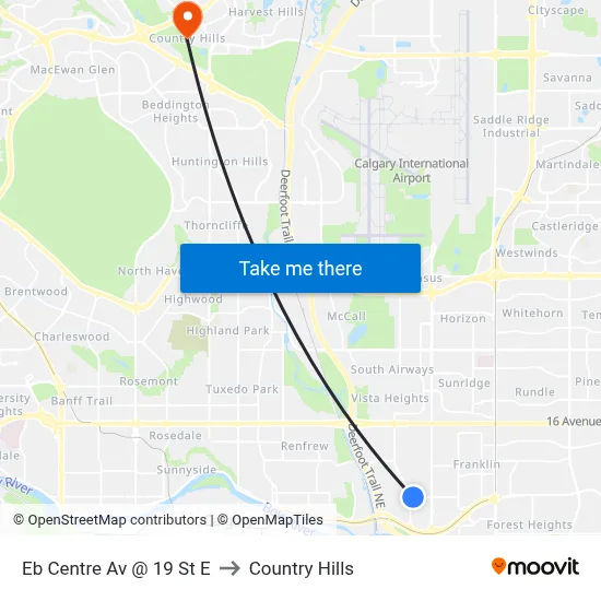 Eb Centre Av @ 19 St E to Country Hills map