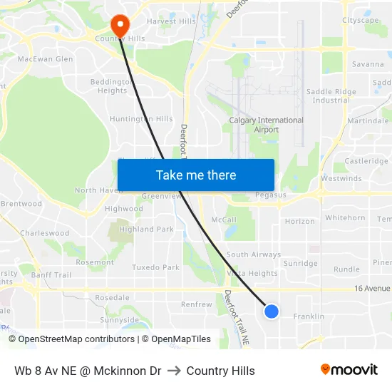 Wb 8 Av NE @ Mckinnon Dr to Country Hills map
