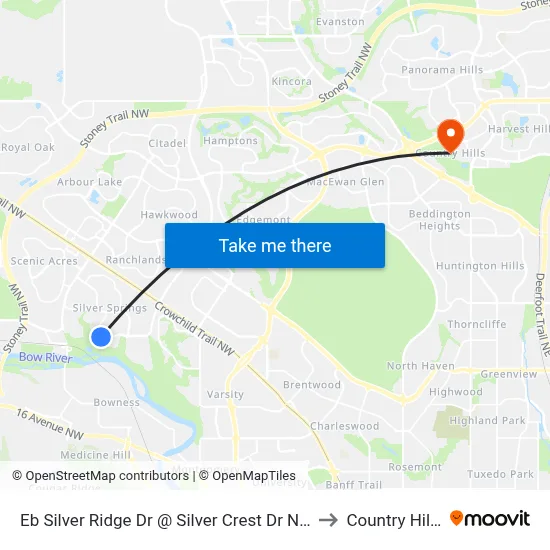 Eb Silver Ridge Dr @ Silver Crest Dr NW to Country Hills map
