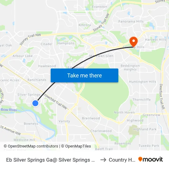 Eb Silver Springs Ga@ Silver Springs Bv NW to Country Hills map