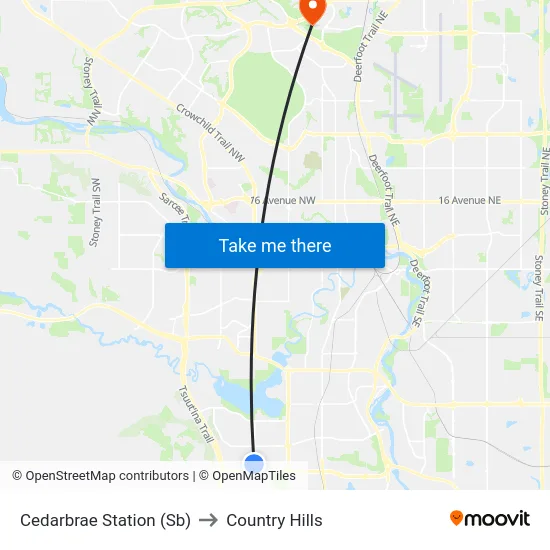 Cedarbrae Station (Sb) to Country Hills map