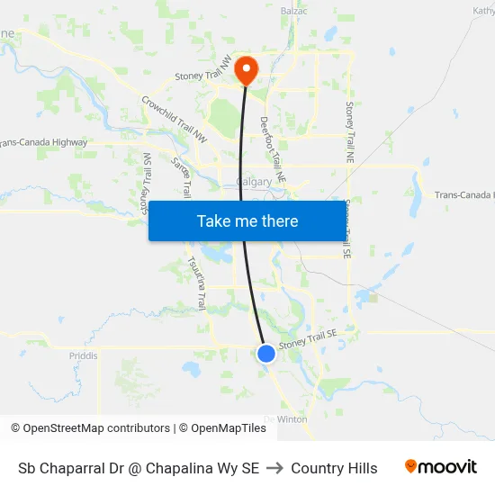 Sb Chaparral Dr @ Chapalina Wy SE to Country Hills map