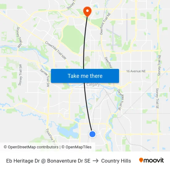 Eb Heritage Dr @ Bonaventure Dr SE to Country Hills map