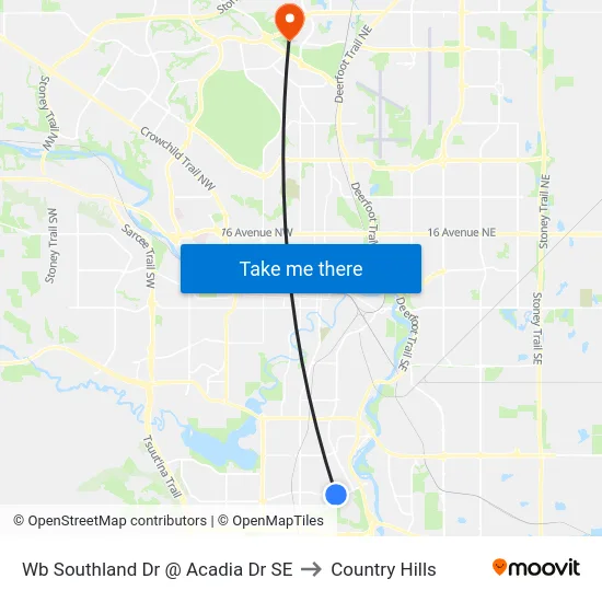 Wb Southland Dr @ Acadia Dr SE to Country Hills map