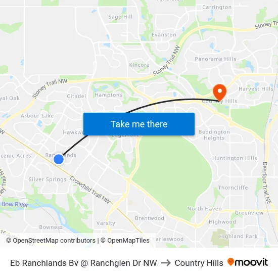 Eb Ranchlands Bv @  Ranchglen Dr NW to Country Hills map