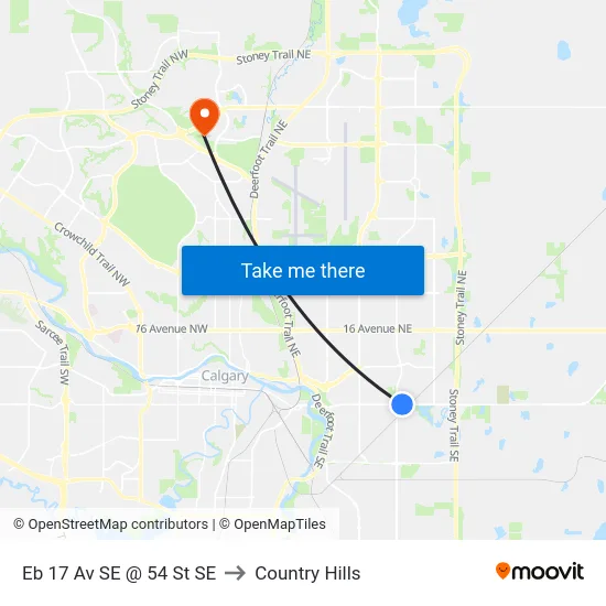 Eb 17 Av SE @ 54 St SE to Country Hills map
