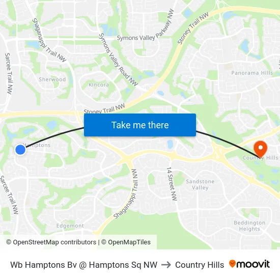 Wb Hamptons Bv @ Hamptons Sq NW to Country Hills map