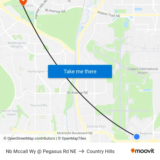 Nb Mccall Wy @ Pegasus Rd NE to Country Hills map