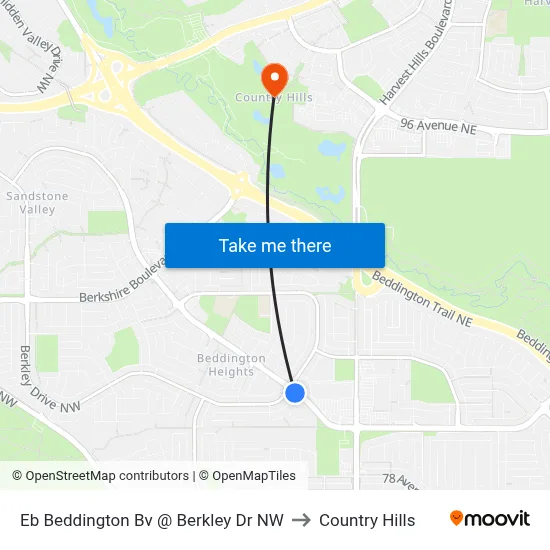 Eb Beddington Bv @ Berkley Dr NW to Country Hills map