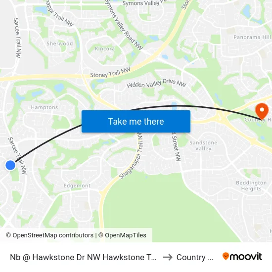 Nb @ Hawkstone Dr NW Hawkstone Terminal to Country Hills map