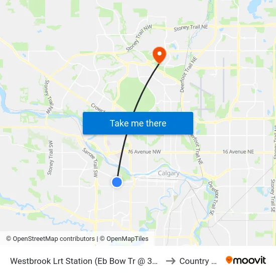Westbrook Lrt Station (Eb Bow Tr @ 33 St Sw) to Country Hills map