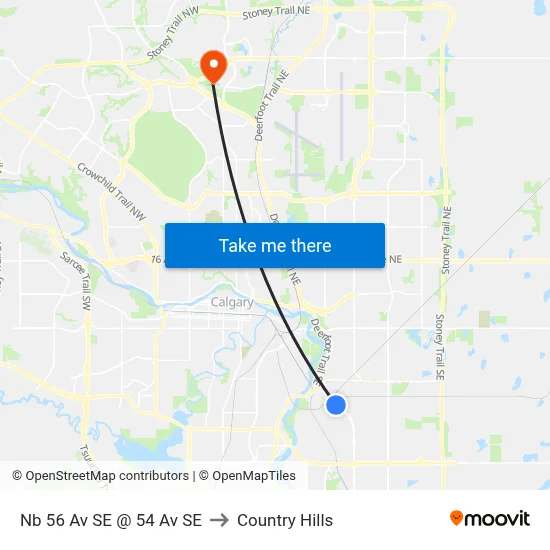 Nb 56 Av SE @ 54 Av SE to Country Hills map