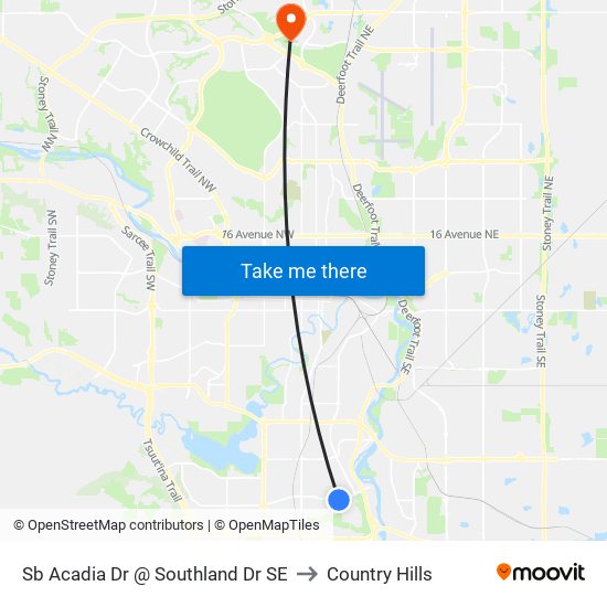 Sb Acadia Dr @ Southland Dr SE to Country Hills map