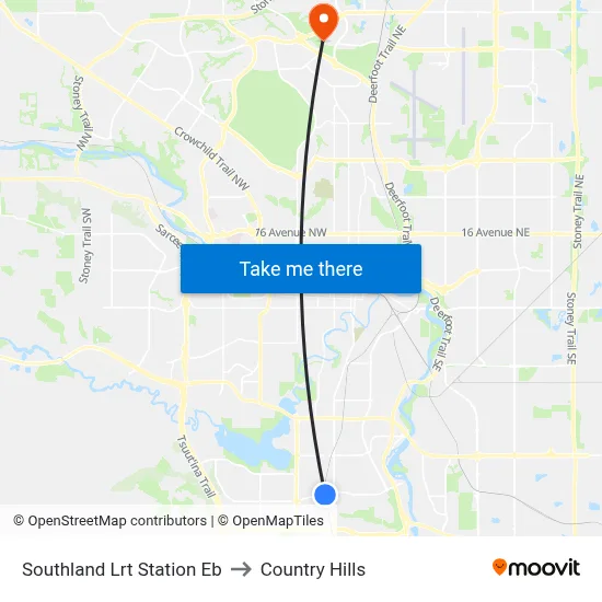 Southland Lrt Station Eb to Country Hills map