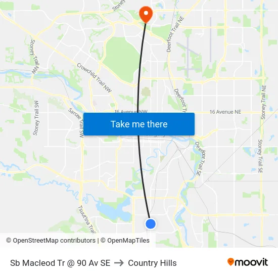 Sb Macleod Tr @ 90 Av SE to Country Hills map