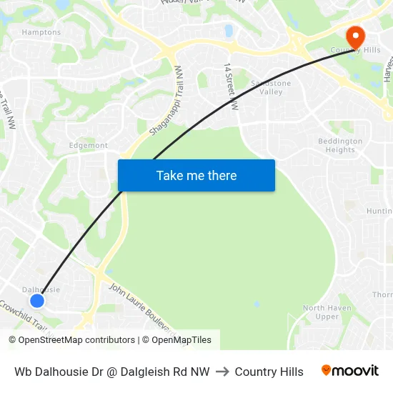 Wb Dalhousie Dr @ Dalgleish Rd NW to Country Hills map
